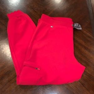 NWOT MP FIGS Zamora jogger scrubs in Pop Red.